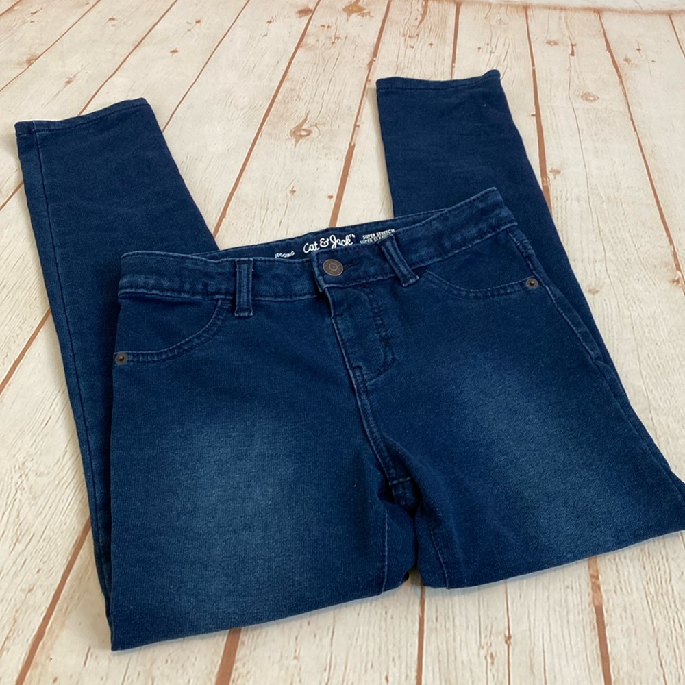 Cat and Jack Dark Wash Snap Button Super Stretch Jeggings